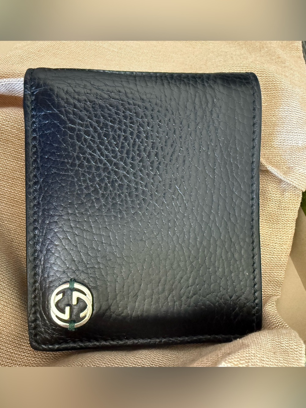 Gucci Black/ Green Leather Card Holder Wallet for Men